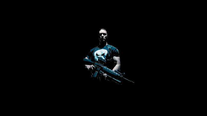 comics, comic art, Frank Castle, Marvel Comics, simple background, Punisher, gun, The Punisher