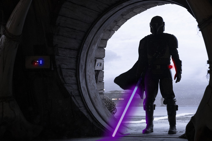 PQnos, Neon Photo, Mandalorians, The Mandalorian, neon, snow, Star Wars