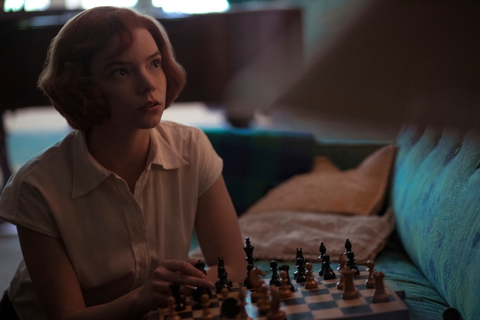 Anya Taylor-Joy as Beth Harmon playing chess