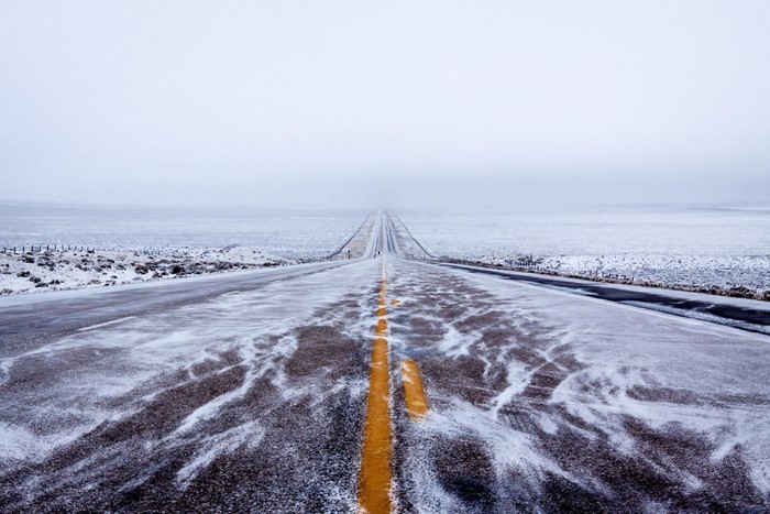 cold, winter, ice, long road, asphalt, road, landscape, outdoors