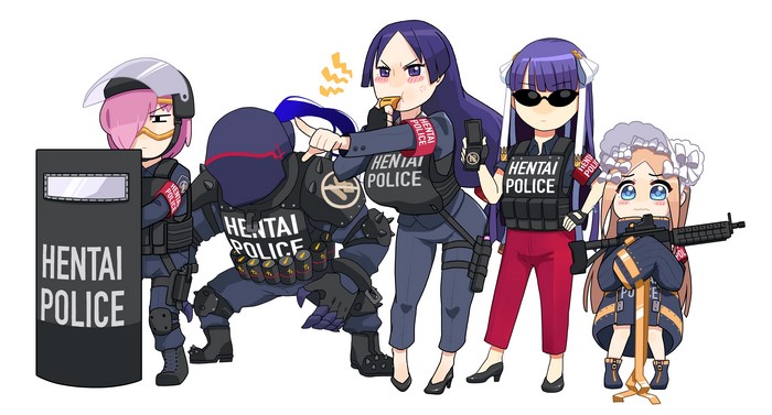 4K Anime Hentai Police Squad Illustration
