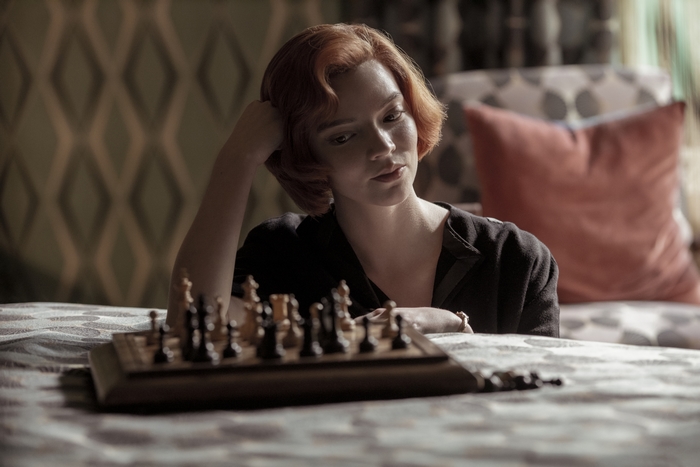 Anya Taylor-Joy as Beth Harmon playing chess