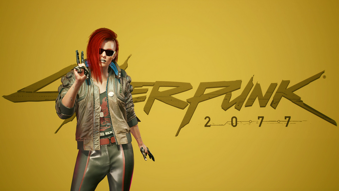 redhead, jacket, Cyberpunk 2077, standing, cyberpunk, sunglasses, logo