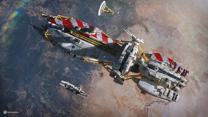 artwork, spaceship, science fiction