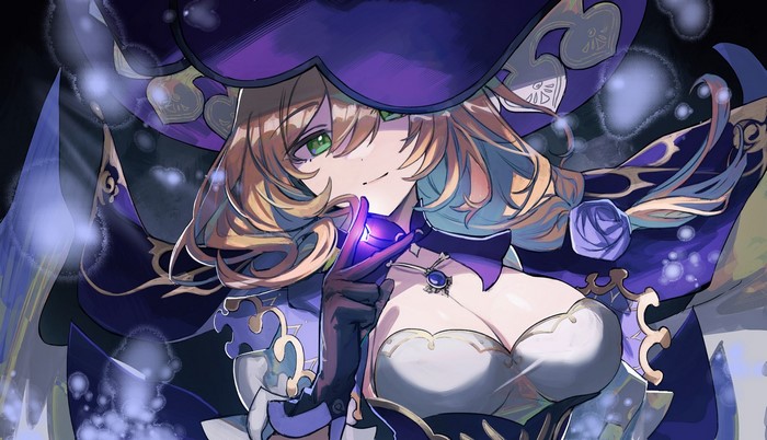 cleavage, Genshin Impact, anime girls, Lisa (Genshin Impact)