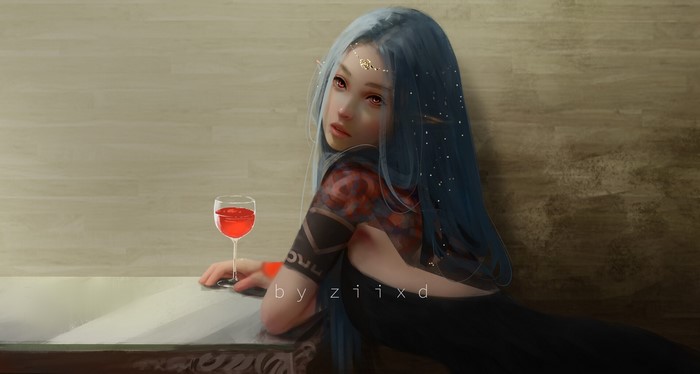 elves, ziixd, artwork, elf ears, women