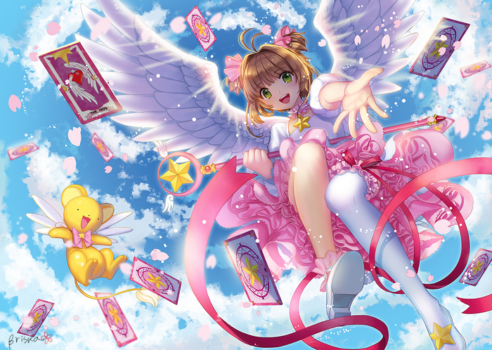 anime girls, Cardcaptor Sakura, Kerberos / Kero, anime, Sakura Kinomoto, Briska
