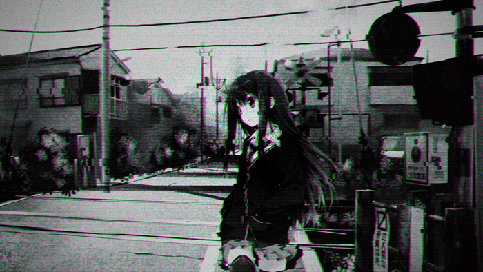 anime girls, glitch art, anime