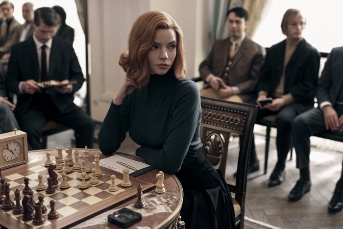Anya Taylor-Joy as Beth Harmon playing chess