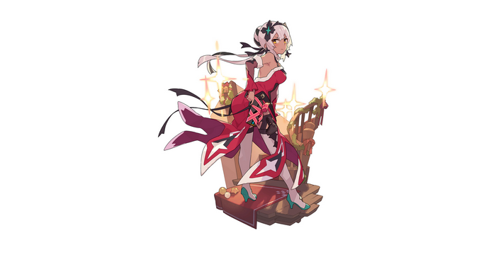 white hair, dress, dark skin, pistol, gun, Marianne (World Flipper)