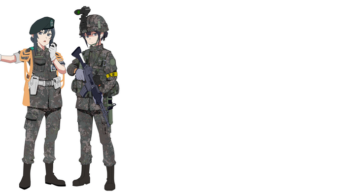 gun, soldier, black hair, military, Wani