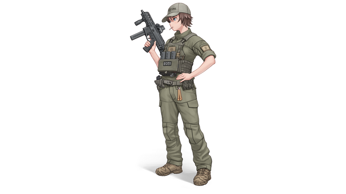 hat, plate carrier, military, brunette, gun, KZM