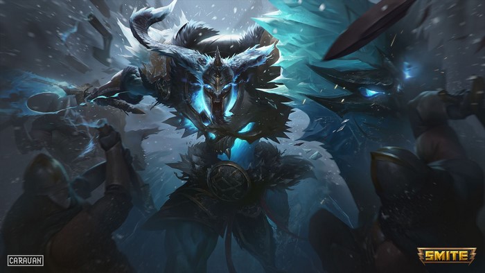 Smite, snow, Ares, Narendra B Adi, digital art