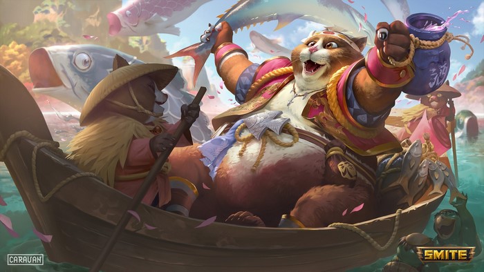 cats, turtle, Smite, fish, Narendra B Adi, digital art, boat