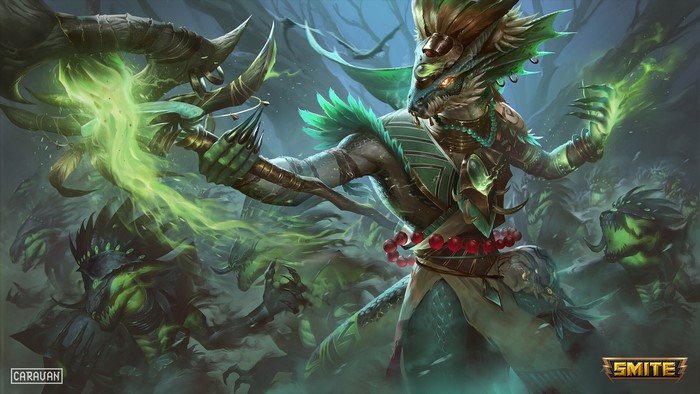 Smite, digital art, Lizardmen, fantasy art, Narendra B Adi