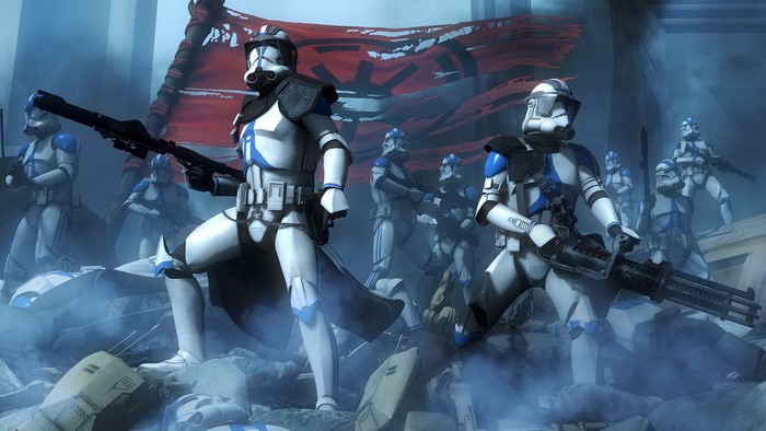 Clone Troopers with Miniguns in Star Wars Battle