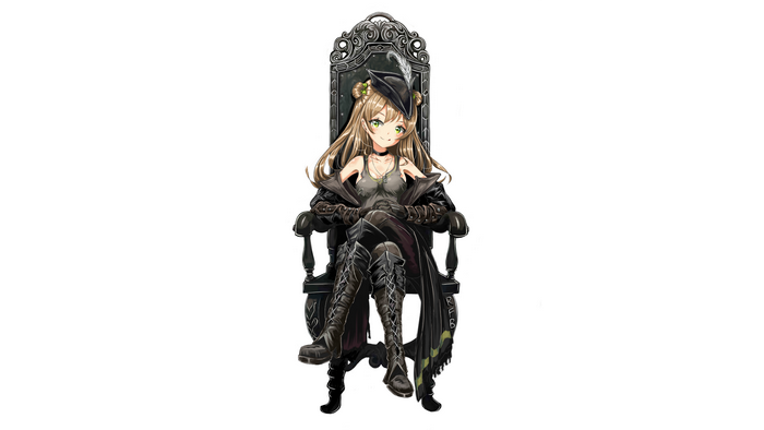 throne, RFB (Girls Frontline), blonde, Girls Frontline, Asil, Bloodborne, chair