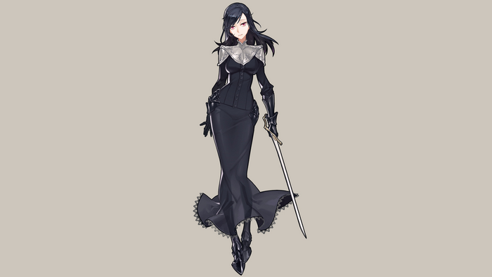 Mask Alice, Dark Souls, black hair, sword, dress, Bloodborne, Yuria of Londor