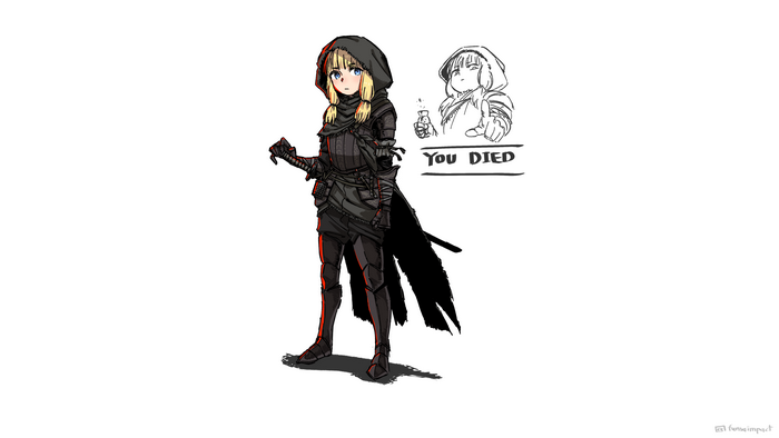 armor, Dark Souls, Dark Souls III, sword, hood, Chosen Undead (Dark Souls), dark souls 3, knight, Dark Souls II, blonde, Fumafu