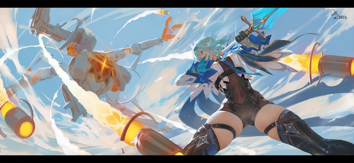 anime girls, Genshin Impact, Eula (Genshin Impact), Ri bao