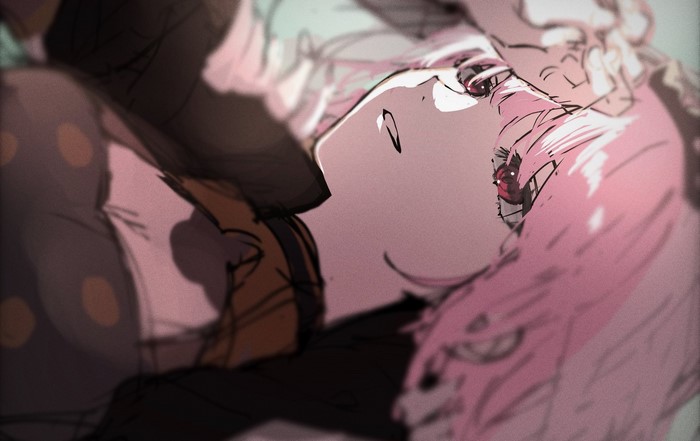 pink hair, Mori Calliope, depth of field, anime, long hair, looking away, Hololive, red eyes, anime girls