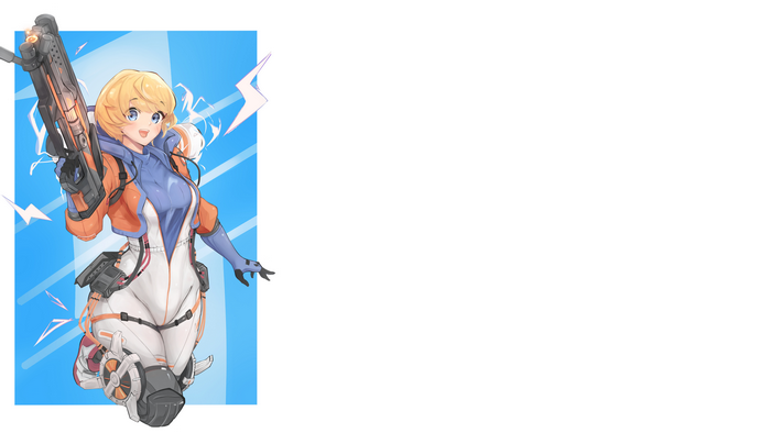 Apex Legends, wattson(apex legends), blue eyes, Kanotype, blonde