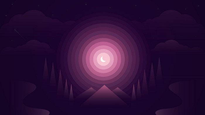 artwork, minimalism, forest, rings, night, digital