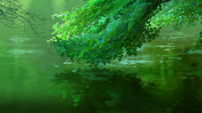 leaves, animation, water, nature