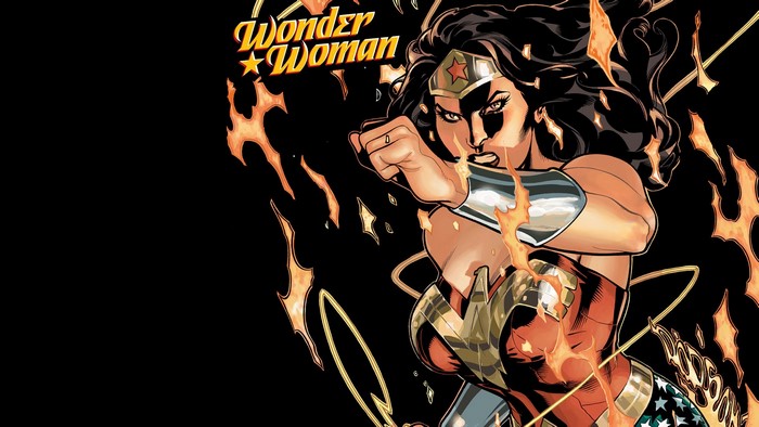 superheroines, comics, DC Comics, black background, Wonder Woman, superhero
