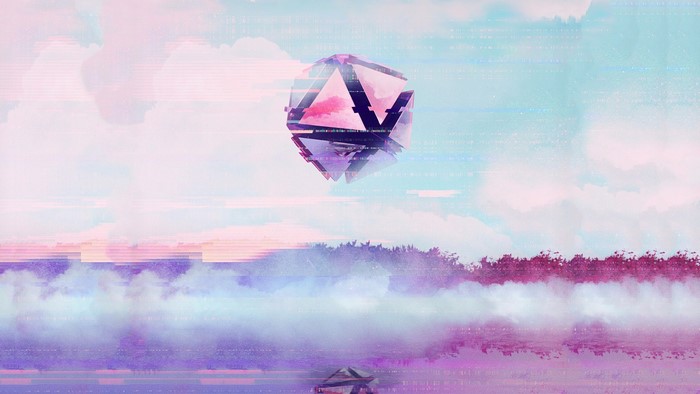 water, artwork, clouds, geometric figures, reflection, sphere, triangle, digital art