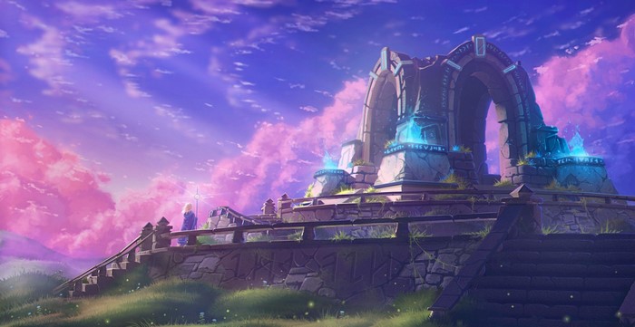 Sergey Shevtsov, temple, pink, clouds