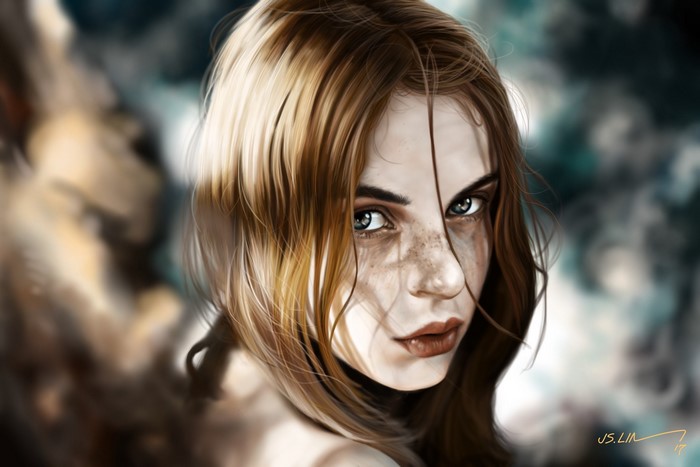 realistic, drawing, digital art, digital painting, artwork, women, Jinsung Lim, fan art