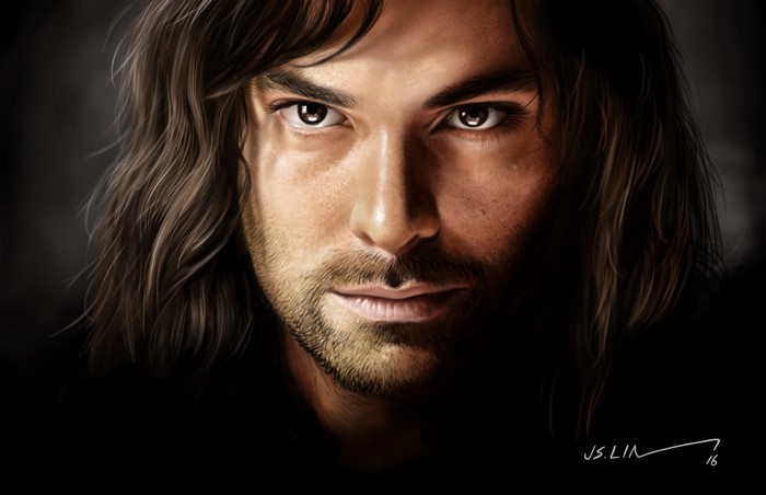 fan art, digital art, Kili (Middle Earth), drawing, realistic, Jinsung Lim, The Lord of the Rings, artwork, digital painting, J. R. R. Tolkien, Middle Earth, The Hobbit