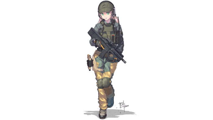 tactical, armalite rifle, Nenchi, original characters, military, comtacs