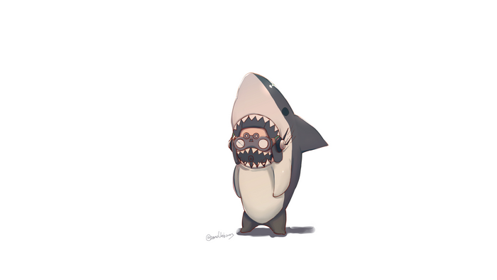 shark, artwork, white background, digital art