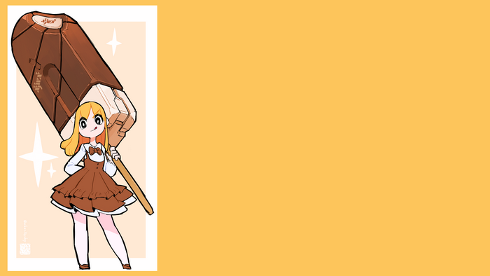blonde, original characters, ice cream, Eiken3kyuboy, dress