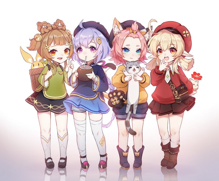 Chibi Genshin Impact Characters Group Artwork