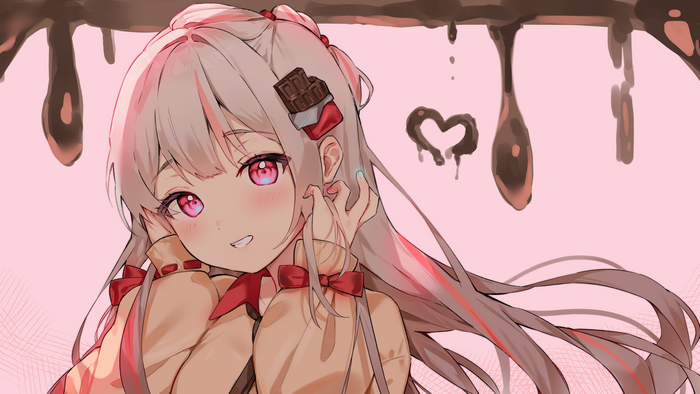 chocolate, blush, anime girls, smile, Cheli