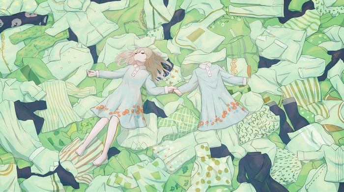 4K, long hair, closed eyes, blonde, anime, clothes, anime girls
