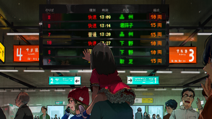 people, anime, numbers, Asia, subway