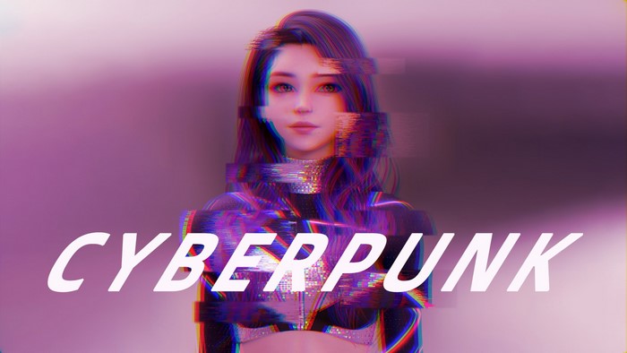 women, purple hair, long hair