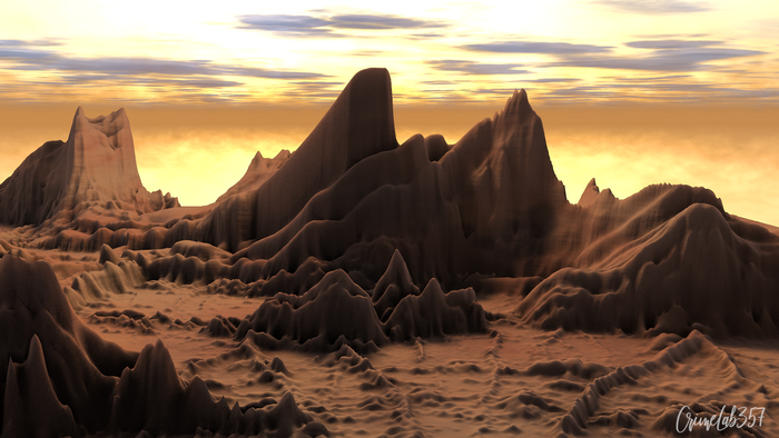 watermarked, landscape, 3D graphics, mars rover, sunset