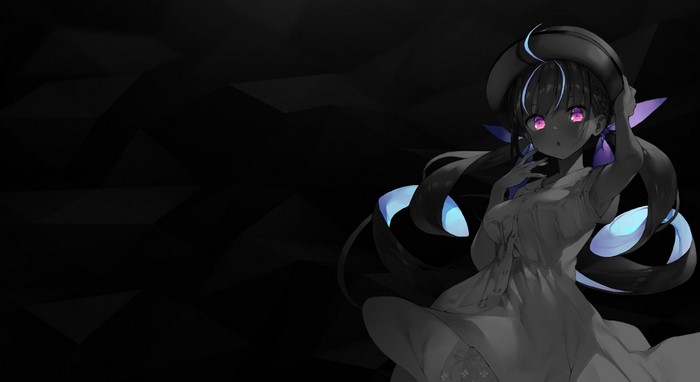 Minato Aqua, anime girls, anime, selective coloring, Hololive, monochrome
