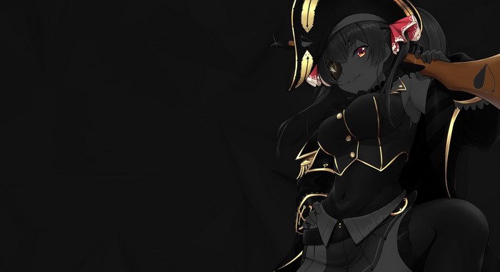 monochrome, anime, anime girls, Houshou Marine, Hololive, selective coloring