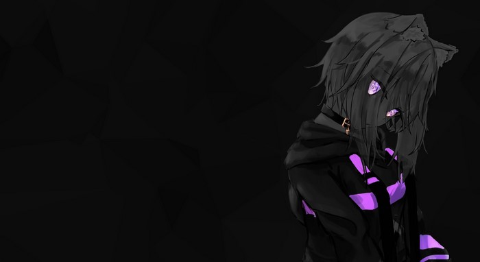 selective coloring, Hololive, anime, Nekomata Okayu, monochrome, anime girls