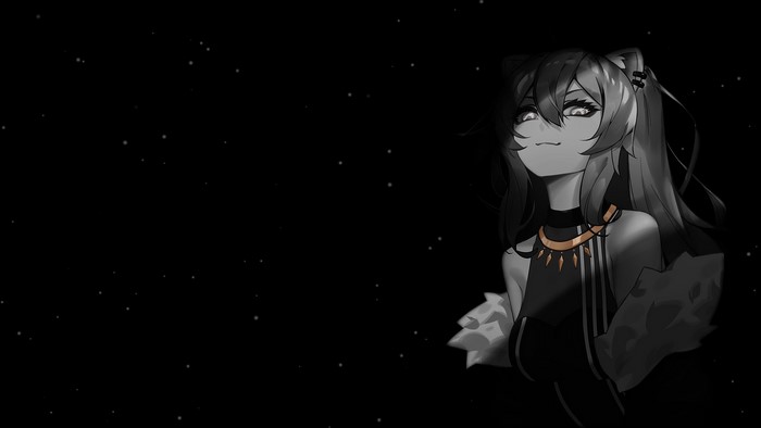 Shishiro Botan Monochrome Anime Girl Art