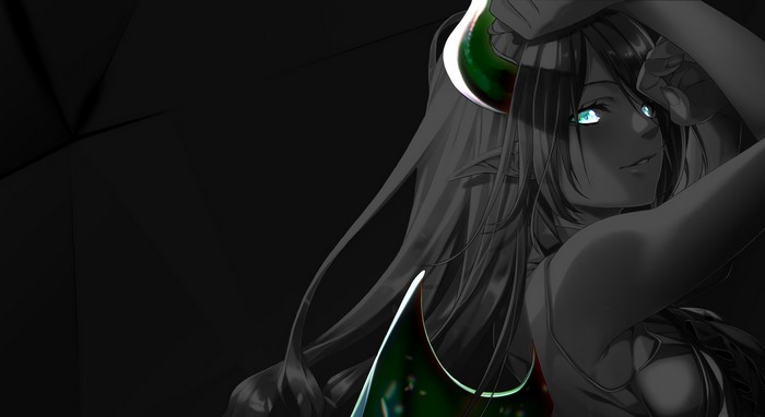 anime girls, Hololive, monochrome, Yuzaki Choco, selective coloring, anime