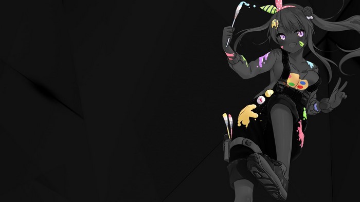 anime girls, Hololive, anime, Airani Iofifteen, selective coloring, monochrome