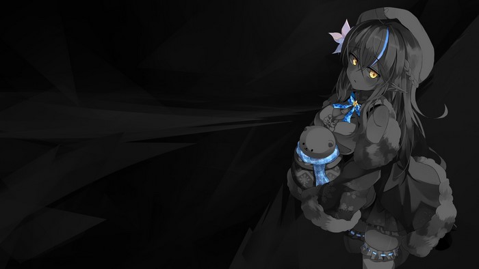 anime girls, Yukihana Lamy, selective coloring, anime, Hololive, monochrome