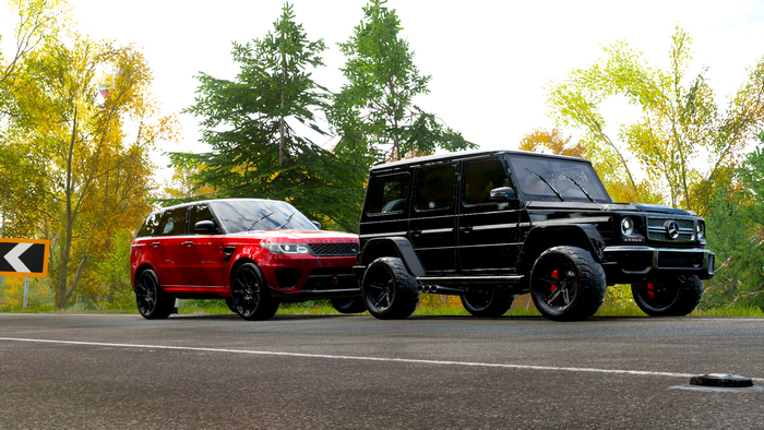 G Class, Mercedes-Benz G-Class, Forza Horizon 4, Range Rover Sport, Land Rover, luxury cars, vehicle, G 65, car, Forza, video games